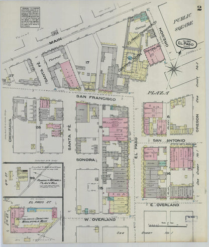 Sanborn Fire Insurance Map from El Paso, El Paso County, Texas (1883), Sheet #0002 - Complete Map Set gallery image, historic Sanborn map, vintage wall art, Texas Texas
