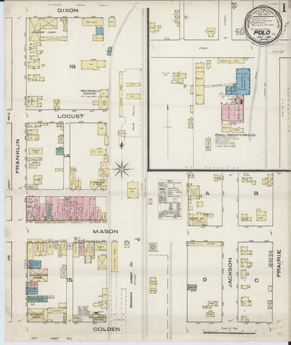 Sanborn Fire Insurance Map from Polo, Ogle County, Illinois (1885), Sheet #0001 - Complete Map Set gallery image, historic Sanborn map, vintage wall art, Illinois Illinois