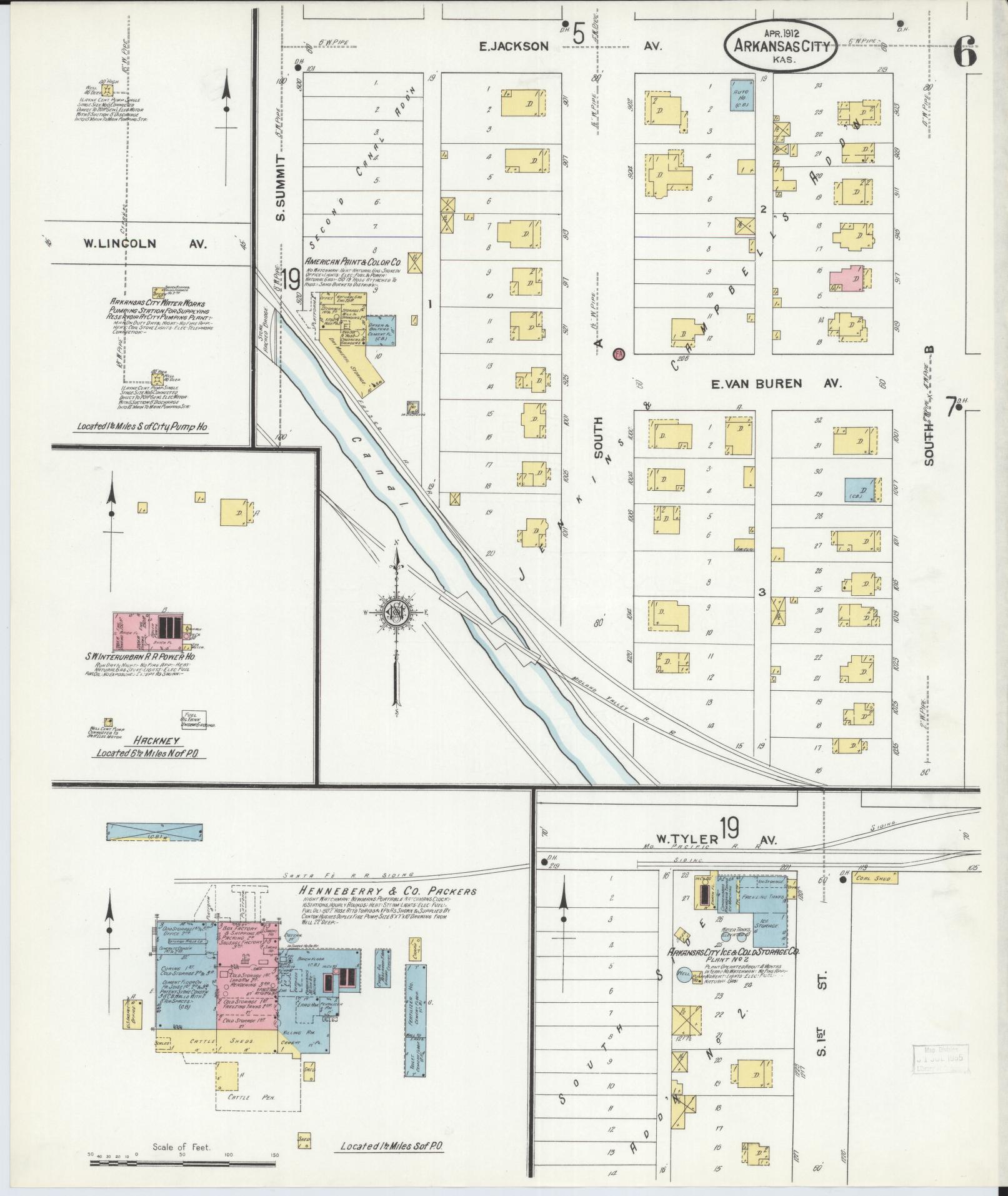 Sanborn Fire Insurance Map from Arkansas City, Cowley County, Kansas (1912), Sheet #0006 - Complete Map Set gallery image, historic Sanborn map, vintage wall art, Arkansas Arkansas