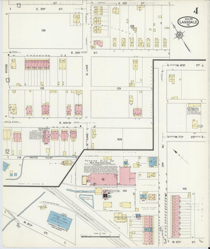 Sanborn Fire Insurance Map from Lansdale, Montgomery County, Pennsylvania (1914), Sheet #0004 - Complete Map Set gallery image, historic Sanborn map, vintage wall art, Pennsylvania Pennsylvania