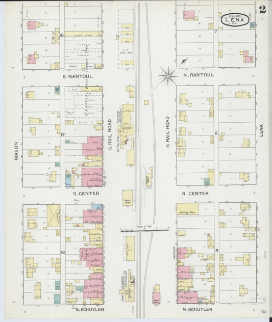 Sanborn Fire Insurance Map from Lena, Stephenson County, Illinois (1893), Sheet #0002 - Historic Sanborn Fire Insurance Map Print, vintage old map wall art, antique decor, genealogy gift, Illinois Illinois map