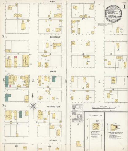Sanborn Fire Insurance Map from Farmington, Whitman County, Washington (1896), Sheet #0001 - Complete Map Set gallery image, historic Sanborn map, vintage wall art, Washington Washington