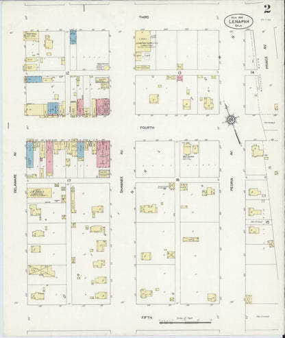 Sanborn Fire Insurance Map from Lenapah, Nowata County, Oklahoma (1914), Sheet #0002 - Complete Map Set gallery image, historic Sanborn map, vintage wall art, Oklahoma Oklahoma