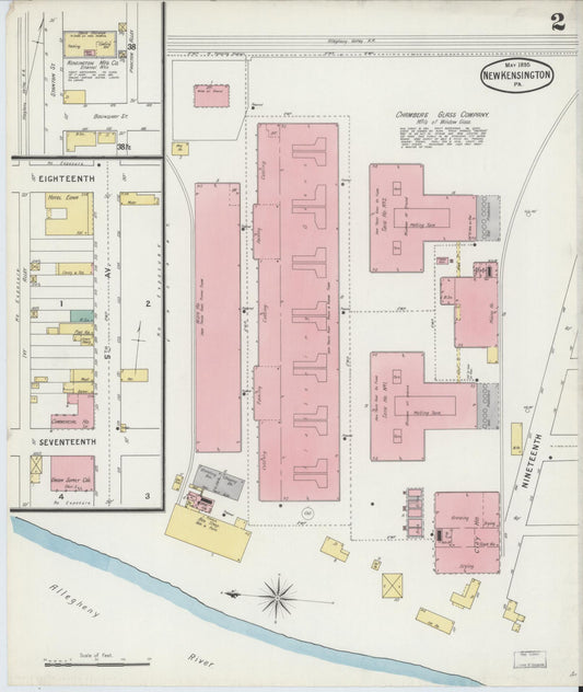 Sanborn Fire Insurance Map from New Kensington, Westmoreland County, Pennsylvania (1895), Sheet #0002 - Historic Sanborn Fire Insurance Map Print, vintage old map wall art, antique decor, genealogy gift, Pennsylvania Pennsylvania map