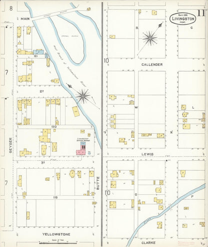 Sanborn Fire Insurance Map from Livingston, Park County, Montana (1896), Sheet #0011 - Complete Map Set gallery image, historic Sanborn map, vintage wall art, Montana Montana