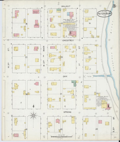 Sanborn Fire Insurance Map from Petersburg, Menard County, Illinois (1892), Sheet #0003 - Historic Sanborn Fire Insurance Map Print, vintage old map wall art, antique decor, genealogy gift, Illinois Illinois map