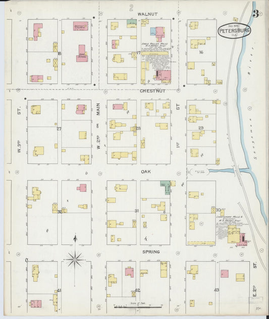 Sanborn Fire Insurance Map from Petersburg, Menard County, Illinois (1892), Sheet #0003 - Historic Sanborn Fire Insurance Map Print, vintage old map wall art, antique decor, genealogy gift, Illinois Illinois map