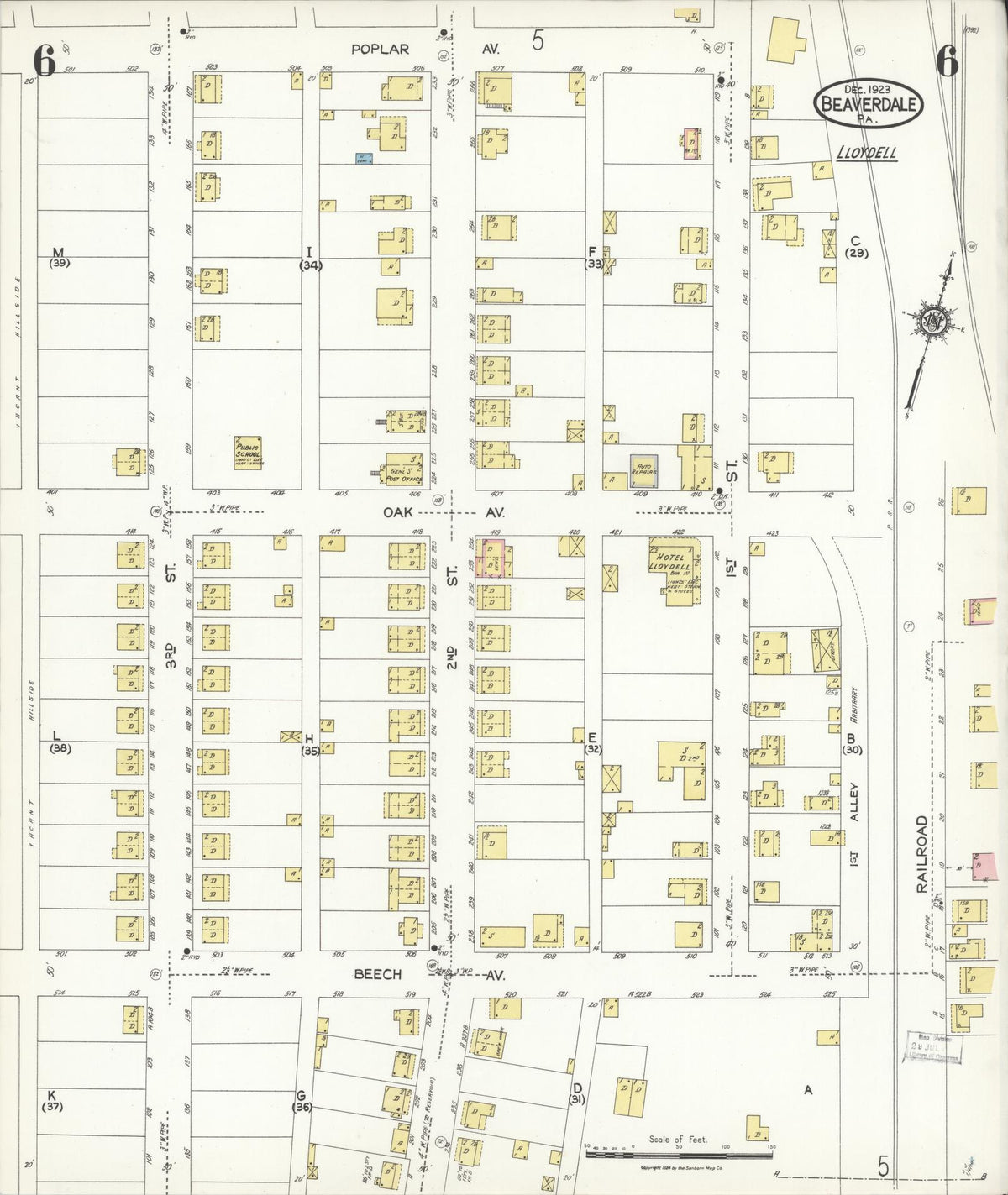 Sanborn Fire Insurance Map from Beaverdale, Cambria County, Pennsylvania (1923), Sheet #0006 - Complete Map Set gallery image, historic Sanborn map, vintage wall art, Pennsylvania Pennsylvania
