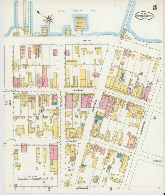 Sanborn Fire Insurance Map from Corpus Christi, Nueces County, Texas (1906), Sheet #0003 - Historic Sanborn Fire Insurance Map Print, vintage old map wall art, antique decor, genealogy gift, Texas Texas map