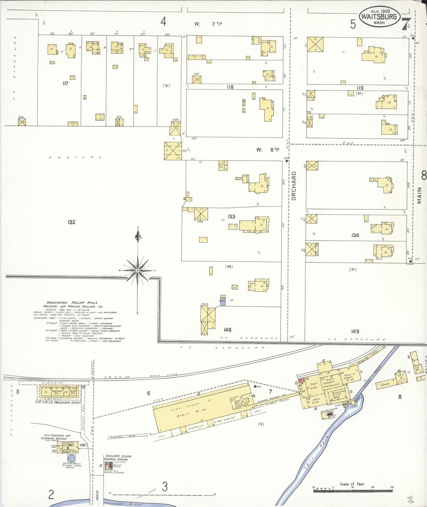 Sanborn Fire Insurance Map from Waitsburg, Walla Walla County, Washington (1909), Sheet #0007 - Complete Map Set gallery image, historic Sanborn map, vintage wall art, Washington Washington
