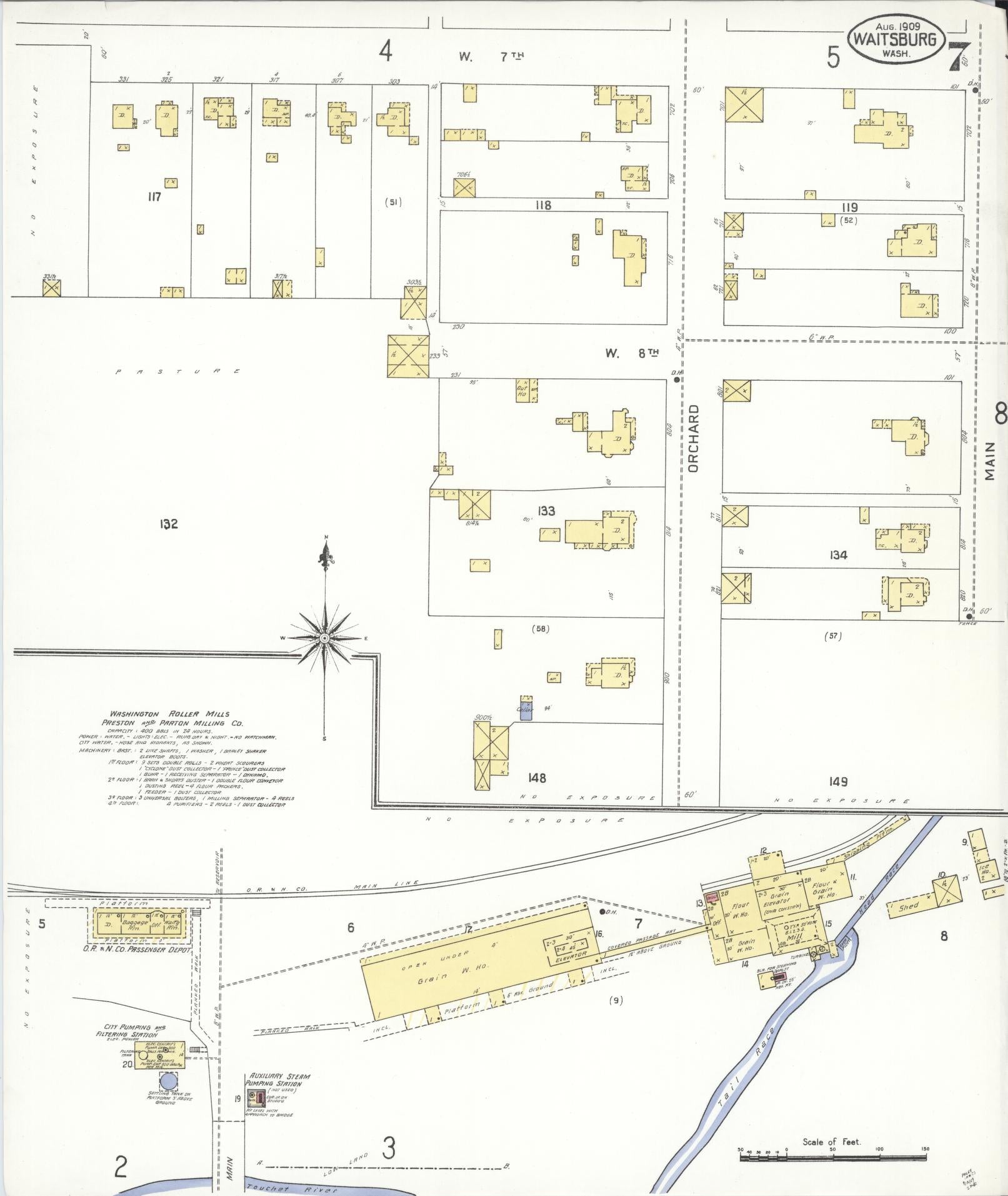 Sanborn Fire Insurance Map from Waitsburg, Walla Walla County, Washington (1909), Sheet #0007 - Complete Map Set gallery image, historic Sanborn map, vintage wall art, Washington Washington