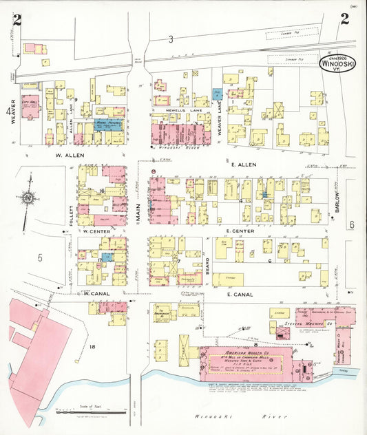 Sanborn Fire Insurance Map from Winooski, Chittenden County, Vermont (1926), Sheet #0002 - Historic Sanborn Fire Insurance Map Print, vintage old map wall art, antique decor, genealogy gift, Vermont Vermont map