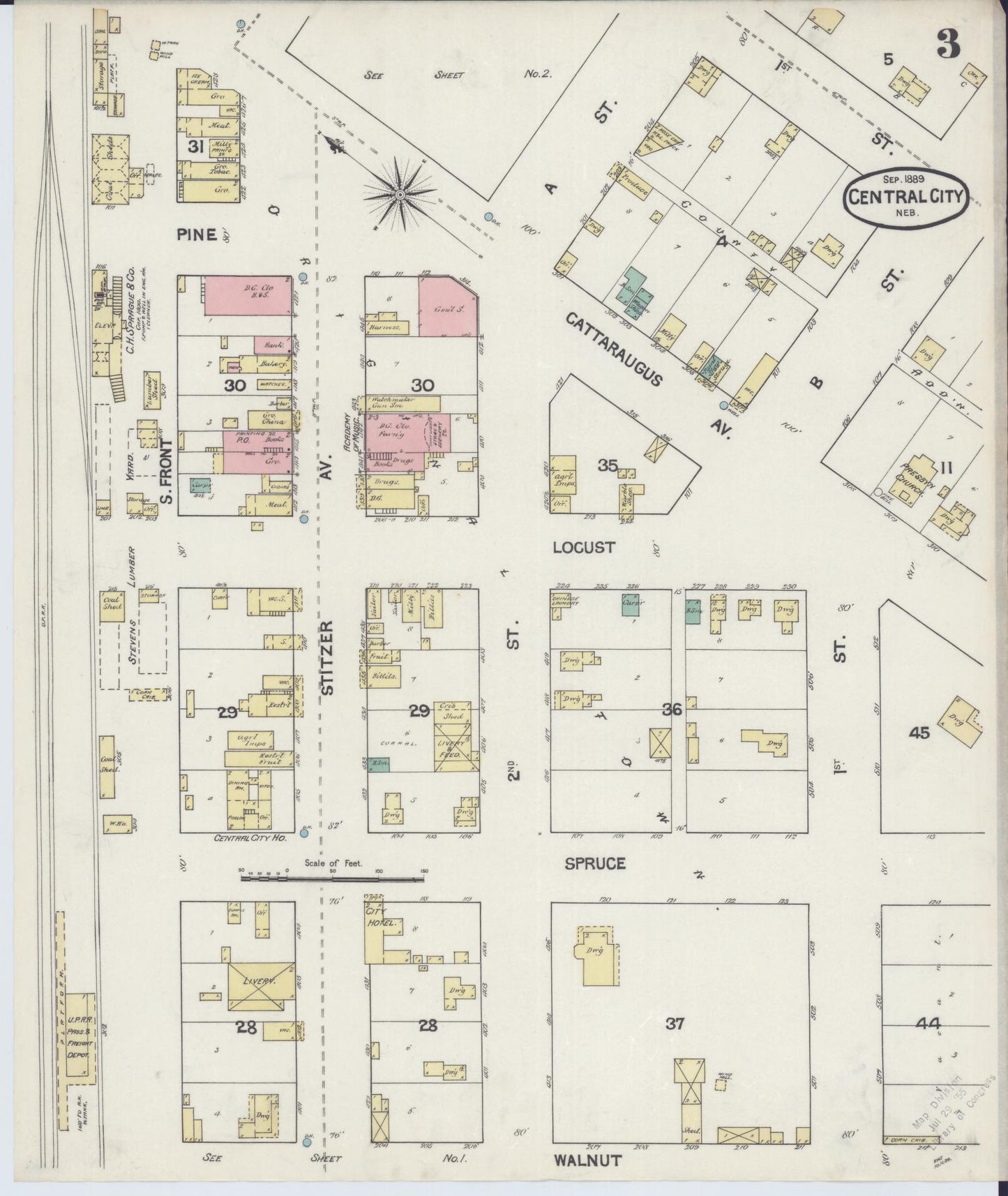 Sanborn Fire Insurance Map from Central City, Merrick County, Nebraska (1889), Sheet #0003 - Complete Map Set gallery image, historic Sanborn map, vintage wall art, Nebraska Nebraska