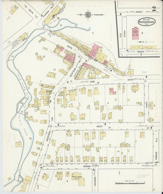 Sanborn Fire Insurance Map from Marlborough, Ulster County, New York (1912), Sheet #0002 - Historic Sanborn Fire Insurance Map Print, vintage old map wall art, antique decor, genealogy gift, New York New York map