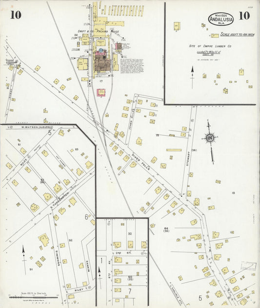 Sanborn Fire Insurance Map from Andalusia, Covington County, Alabama (1924), Sheet #0010 - Historic Sanborn Fire Insurance Map Print, vintage old map wall art, antique decor, genealogy gift, Alabama Alabama map