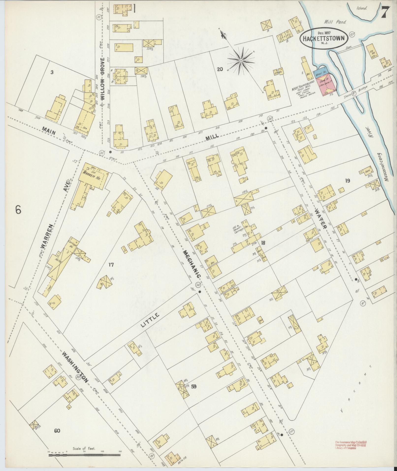 Sanborn Fire Insurance Map from Hackettstown, Warren County, New Jersey (1897), Sheet #0007 - Complete Map Set gallery image, historic Sanborn map, vintage wall art, New Jersey New Jersey