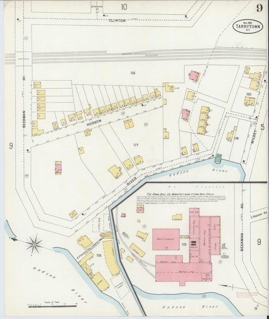 Sanborn Fire Insurance Map from Tarrytown, Westchester County, New York (1898), Sheet #0009 - Historic Sanborn Fire Insurance Map Print, vintage old map wall art, antique decor, genealogy gift, New York New York map