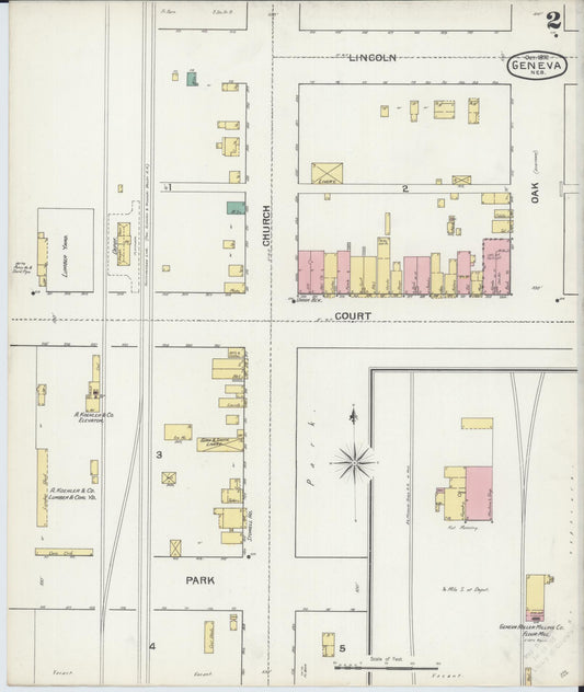 Sanborn Fire Insurance Map from Geneva, Fillmore County, Nebraska (1892), Sheet #0002 - Historic Sanborn Fire Insurance Map Print, vintage old map wall art, antique decor, genealogy gift, Nebraska Nebraska map