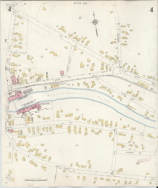 Sanborn Fire Insurance Map from Guilford, Piscataquis County, Maine (1945), Sheet #0004 - Historic Sanborn Fire Insurance Map Print, vintage old map wall art, antique decor, genealogy gift, Maine Maine map