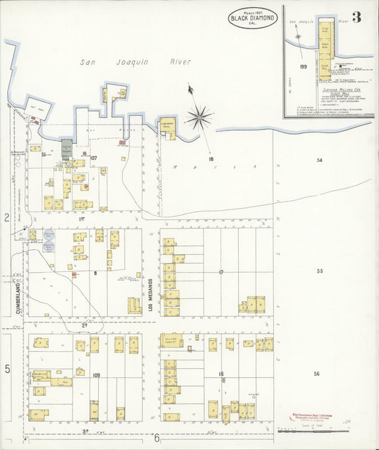 Sanborn Fire Insurance Map from Black Diamond, Contra Costa, California (1907), Sheet #0003 - Historic Sanborn Fire Insurance Map Print, vintage old map wall art, antique decor, genealogy gift, California California map