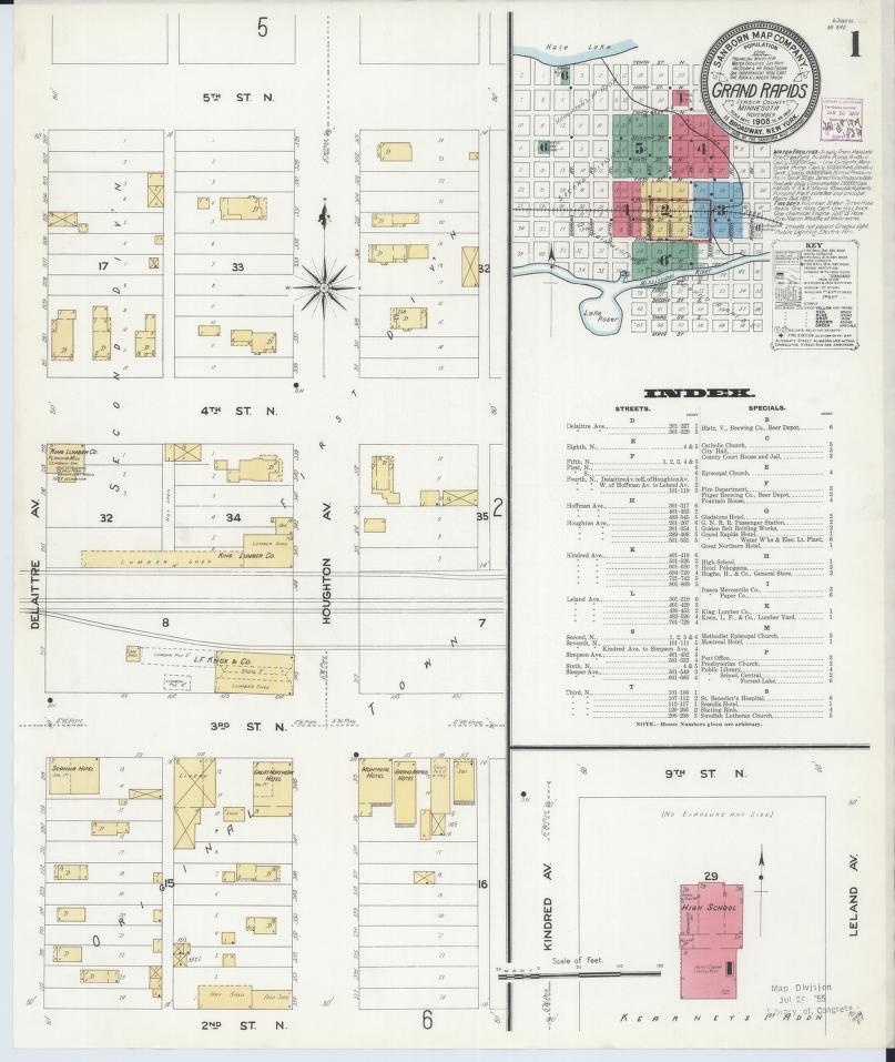 Sanborn Fire Insurance Map from Grand Rapids, Itasca County, Minnesota. (1908) – Map View