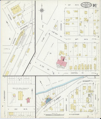 Sanborn Fire Insurance Map from Crookston, Polk County, Minnesota (1913), Sheet #0016 - Complete Map Set gallery image, historic Sanborn map, vintage wall art, Minnesota Minnesota