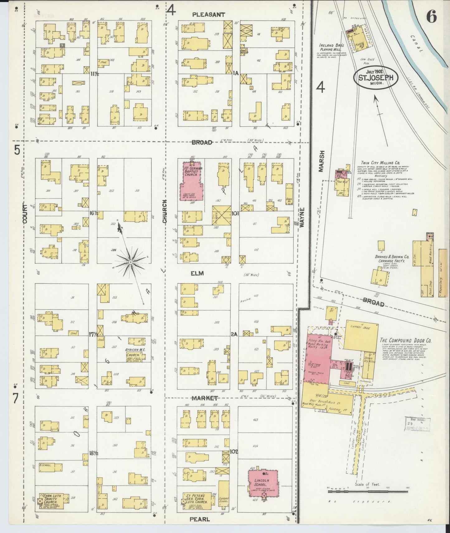Sanborn Fire Insurance Map from Saint Joseph, Berrien County, Michigan (1902), Sheet #0006 - Complete Map Set gallery image, historic Sanborn map, vintage wall art, Michigan Michigan