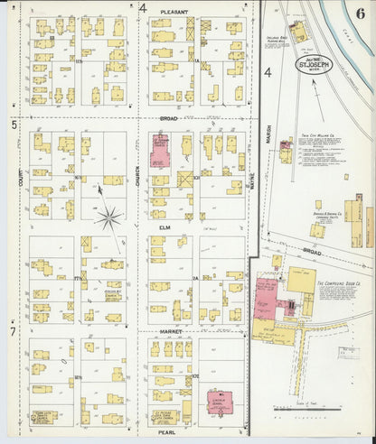 Sanborn Fire Insurance Map from Saint Joseph, Berrien County, Michigan (1902), Sheet #0006 - Complete Map Set gallery image, historic Sanborn map, vintage wall art, Michigan Michigan