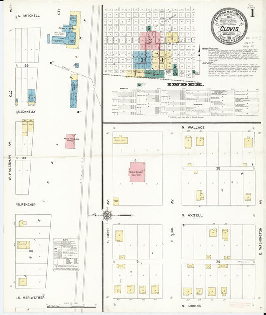Sanborn Fire Insurance Map from Clovis, Curry County, New Mexico (1912), Sheet #0001 - Complete Map Set gallery image, historic Sanborn map, vintage wall art, New Mexico New Mexico
