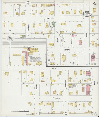 Sanborn Fire Insurance Map from Chesterton, Porter County, Indiana (1899), Sheet #0002 - Historic Sanborn Fire Insurance Map Print, vintage old map wall art, antique decor, genealogy gift, Indiana Indiana map