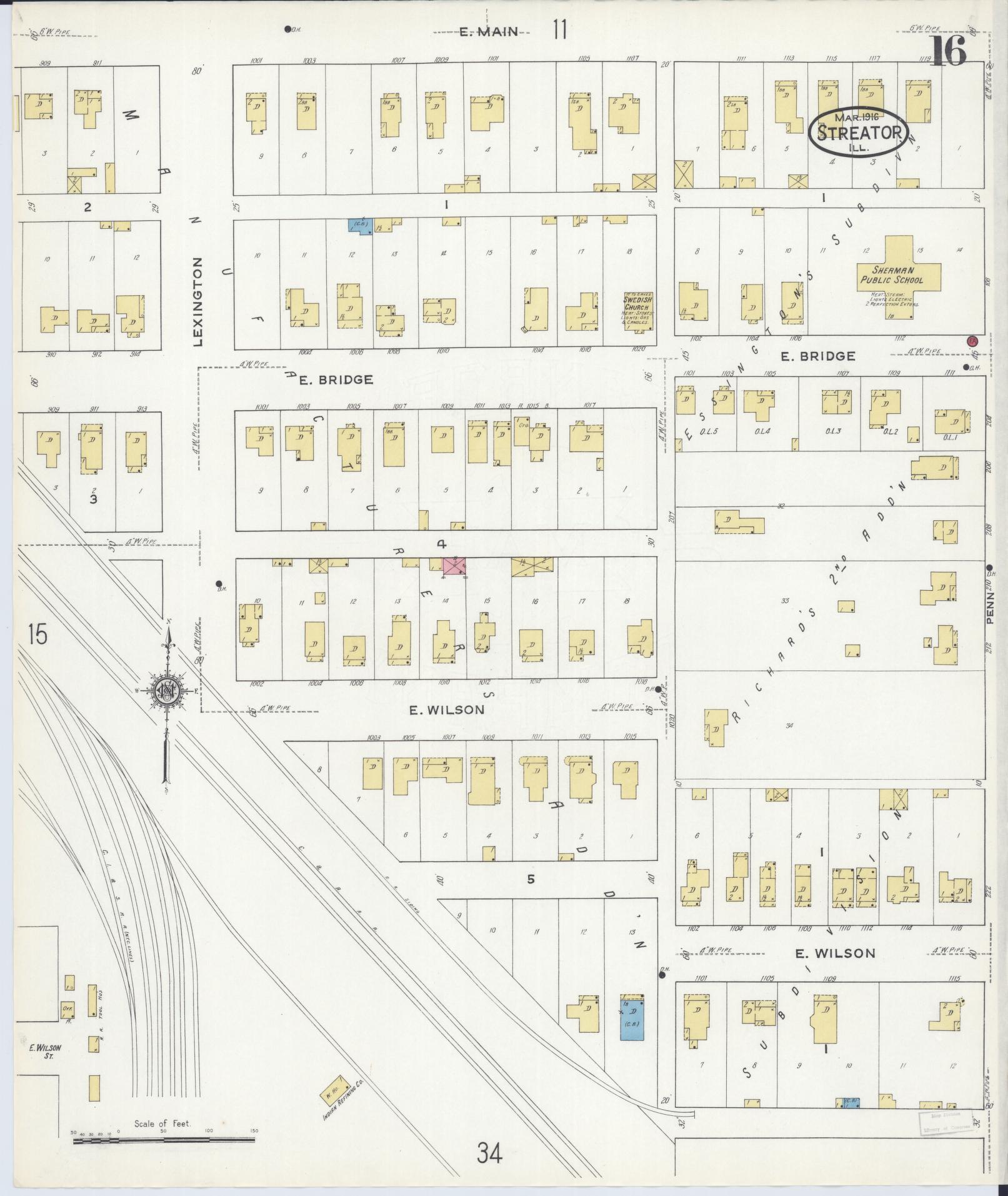 Sanborn Fire Insurance Map from Streator, La Salle County, Illinois (1916), Sheet #0016 - Complete Map Set gallery image, historic Sanborn map, vintage wall art, Illinois Illinois