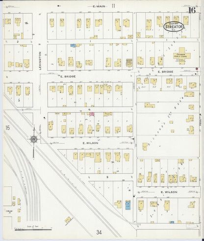 Sanborn Fire Insurance Map from Streator, La Salle County, Illinois (1916), Sheet #0016 - Complete Map Set gallery image, historic Sanborn map, vintage wall art, Illinois Illinois