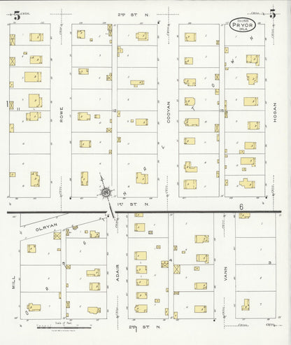 Sanborn Fire Insurance Map from Pryor Creek, Mayes County, Oklahoma (1925), Sheet #0005 - Complete Map Set gallery image, historic Sanborn map, vintage wall art, Oklahoma Oklahoma