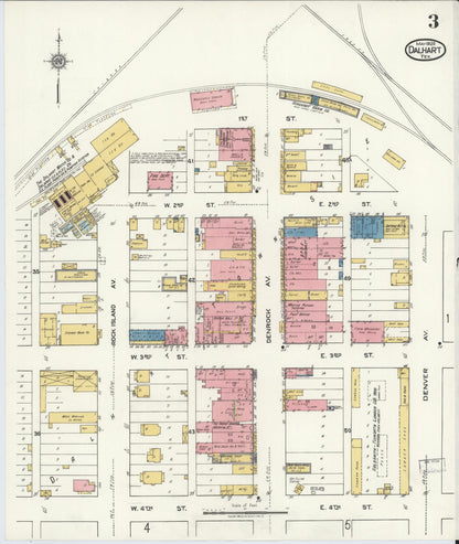 Sanborn Fire Insurance Map from Dalhart, Dallam And Hartley County, Texas (1920), Sheet #0003 - Complete Map Set gallery image, historic Sanborn map, vintage wall art, Texas Texas