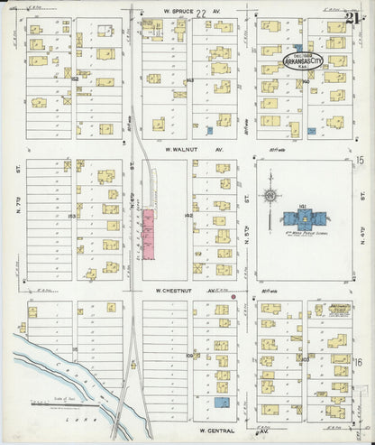 Sanborn Fire Insurance Map from Arkansas City, Cowley County, Kansas (1920), Sheet #0021 - Complete Map Set gallery image, historic Sanborn map, vintage wall art, Kansas Kansas