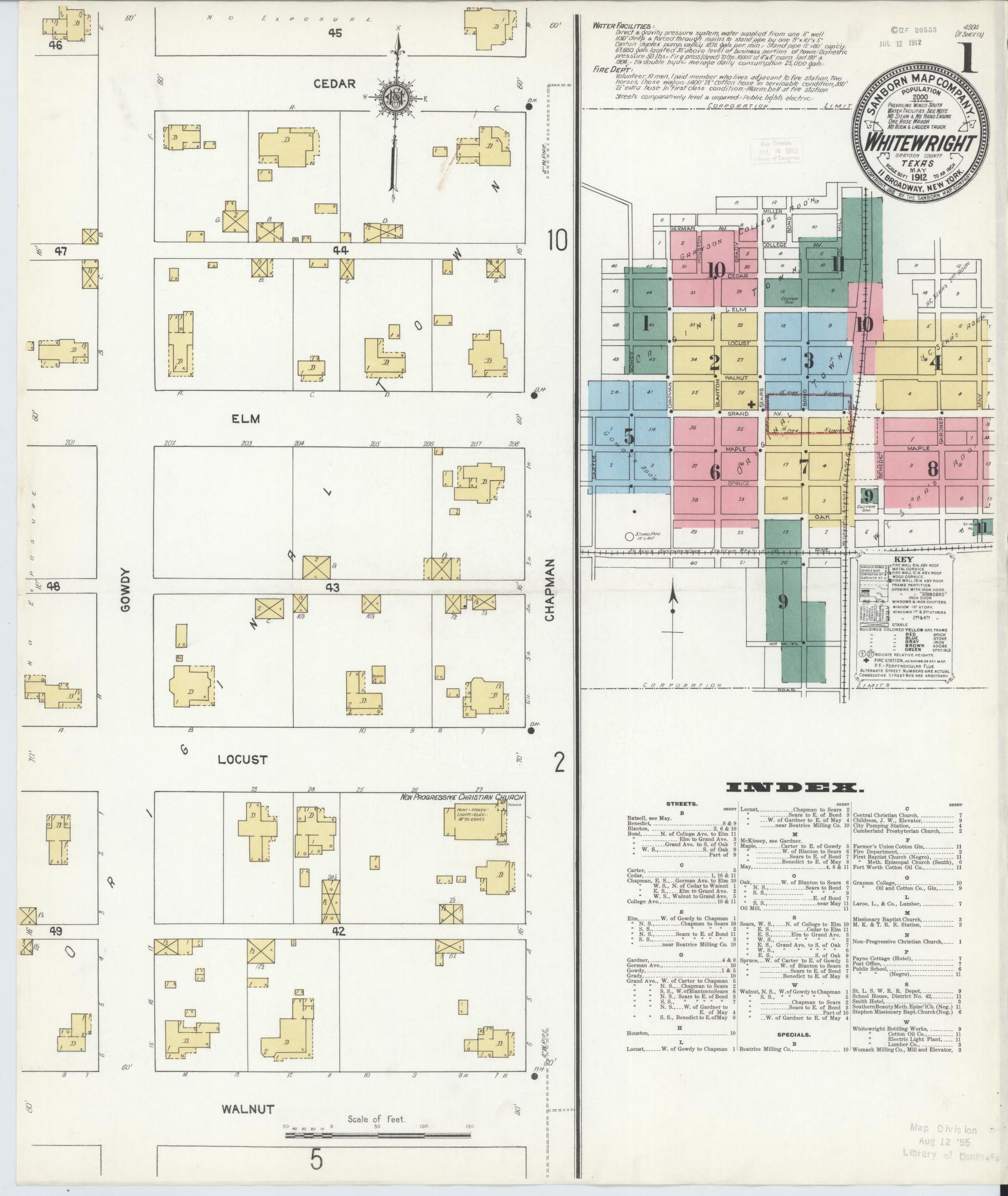 Sanborn Fire Insurance Map from Whitewright, Grayson County, Texas. (1912) – Historic Sanborn Fire Insurance Map Print
