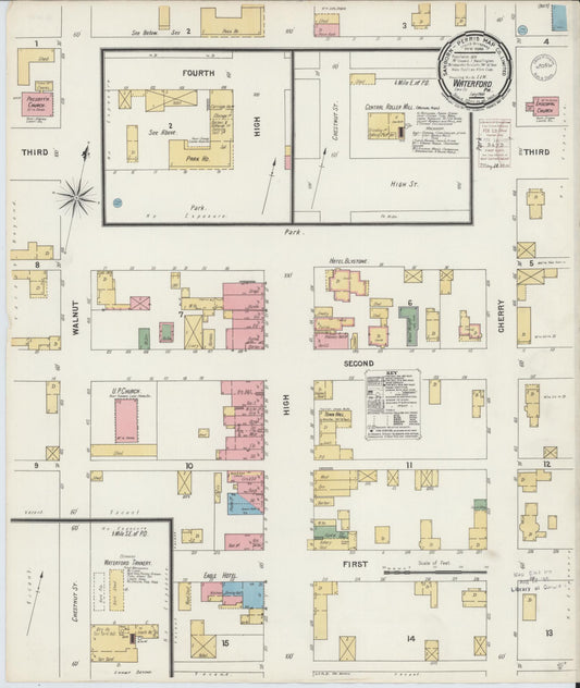 Sanborn Fire Insurance Map from Waterford, Erie County, Pennsylvania (1900), Sheet #0001 - Historic Sanborn Fire Insurance Map Print, vintage old map wall art, antique decor, genealogy gift, Pennsylvania Pennsylvania map