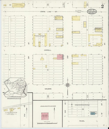 Sanborn Fire Insurance Map from Texhoma, Texas County, Oklahoma and Sherman County, Texas, Oklahoma (1913), Sheet #0002 - Complete Map Set gallery image, historic Sanborn map, vintage wall art, Oklahoma Oklahoma
