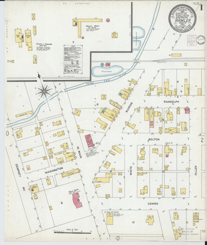 Sanborn Fire Insurance Map from Hamler, Henry County, Ohio (1901), Sheet #0001 - Historic Sanborn Fire Insurance Map Print, vintage old map wall art, antique decor, genealogy gift, Ohio Ohio map
