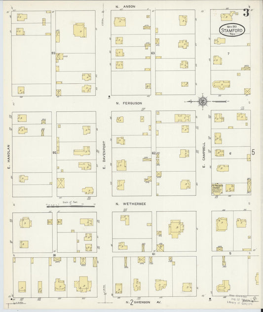 Sanborn Fire Insurance Map from Stamford, Jones County, Texas (1913), Sheet #0003 - Historic Sanborn Fire Insurance Map Print, vintage old map wall art, antique decor, genealogy gift, Texas Texas map