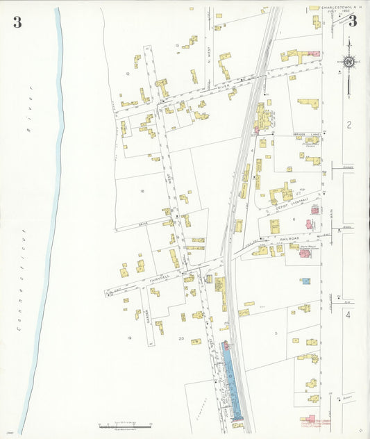 Sanborn Fire Insurance Map from Charlestown, Sullivan County, New Hampshire (1935), Sheet #0003 - Historic Sanborn Fire Insurance Map Print, vintage old map wall art, antique decor, genealogy gift, New Hampshire New Hampshire map