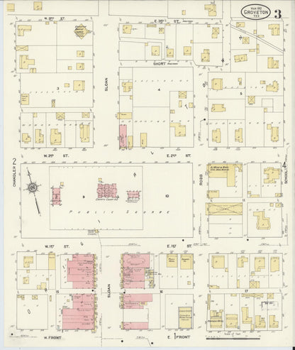 Sanborn Fire Insurance Map from Groveton, Trinity County, Texas (1912), Sheet #0003 - Historic Sanborn Fire Insurance Map Print, vintage old map wall art, antique decor, genealogy gift, Texas Texas map