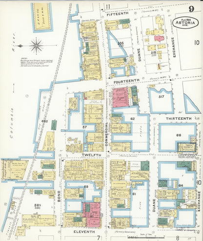 Sanborn Fire Insurance Map from Astoria, Clatsop County, Oregon (1896), Sheet #0009 - Complete Map Set gallery image, historic Sanborn map, vintage wall art, Oregon Oregon