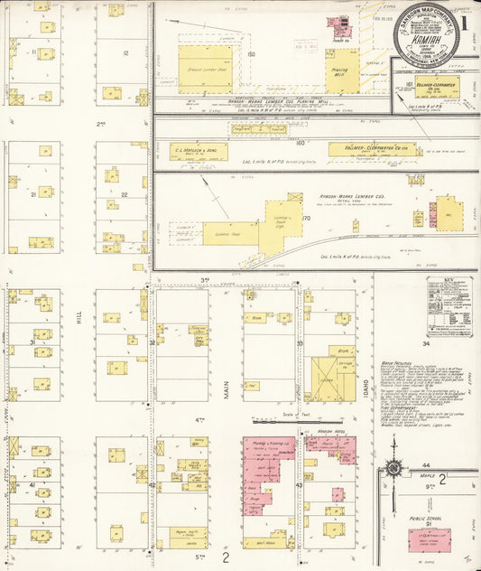 Sanborn Fire Insurance Map from Kamiah, Lewis County, Idaho (1914), Sheet #0001 - Complete Map Set gallery image, historic Sanborn map, vintage wall art, Idaho Idaho