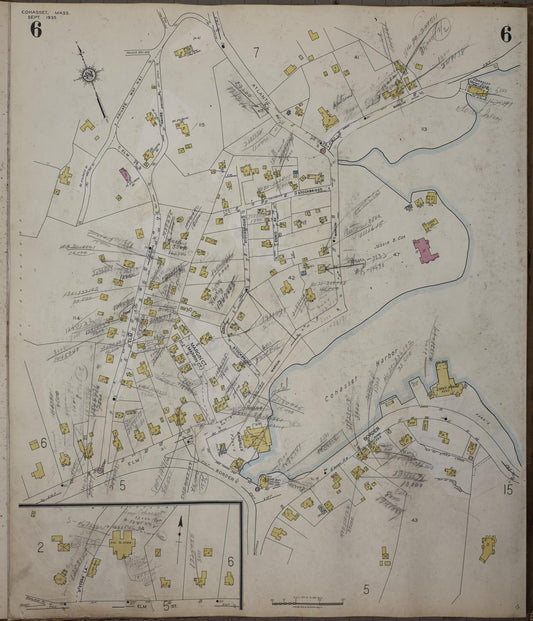 Sanborn Fire Insurance Map from Cohasset, Norfolk County, Massachusetts (1952), Sheet #0006 - Historic Sanborn Fire Insurance Map Print, vintage old map wall art, antique decor, genealogy gift, Massachusetts Massachusetts map