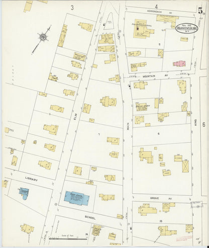 Sanborn Fire Insurance Map from Warrensburg, Warren County, New York (1912), Sheet #0005 - Complete Map Set gallery image, historic Sanborn map, vintage wall art, New York New York