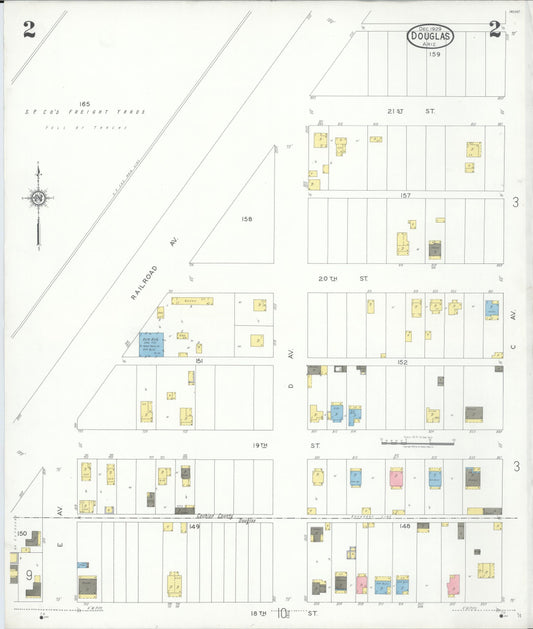 Sanborn Fire Insurance Map from Douglas, Cochise County, Arizona (1929), Sheet #0002 - Historic Sanborn Fire Insurance Map Print, vintage old map wall art, antique decor, genealogy gift, Arizona Arizona map
