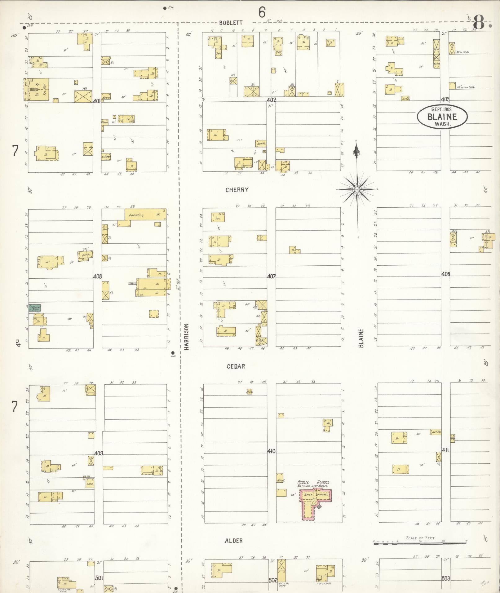 Sanborn Fire Insurance Map from Blaine, Whatcom County, Washington (1902), Sheet #0008 - Historic Sanborn Fire Insurance Map Print, vintage old map wall art, antique decor, genealogy gift, Washington Washington map