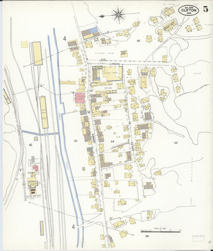 Sanborn Fire Insurance Map from Clifton, Greenlee County, Arizona (1908), Sheet #0005 - Complete Map Set gallery image, historic Sanborn map, vintage wall art, Arizona Arizona