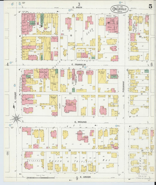 Sanborn Fire Insurance Map from Circleville, Pickaway County, Ohio (1899), Sheet #0005 - Historic Sanborn Fire Insurance Map Print, vintage old map wall art, antique decor, genealogy gift, Ohio Ohio map